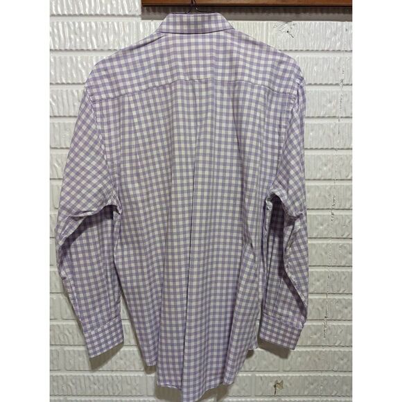 Hickey Freeman Men's Purple & White Checked Long-Sleeve Button-Down Shirt Size L - Picture 4 of 4